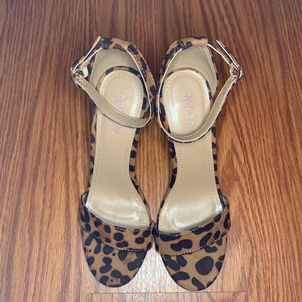 Cheetah Block Heels - Bamboo